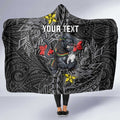 Personalised Penrith Panthers Hooded Blanket Polynesian Tribal Pattern With Rugby Panther Mascot Art