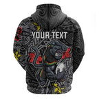 Personalised Penrith Panthers Hoodie Polynesian Tribal Pattern With Rugby Panther Mascot Art