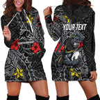 Personalised Penrith Panthers Hoodie Dress Polynesian Tribal Pattern With Rugby Panther Mascot Art