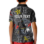 Personalised Penrith Panthers Kid Polo Shirt Polynesian Tribal Pattern With Rugby Panther Mascot Art