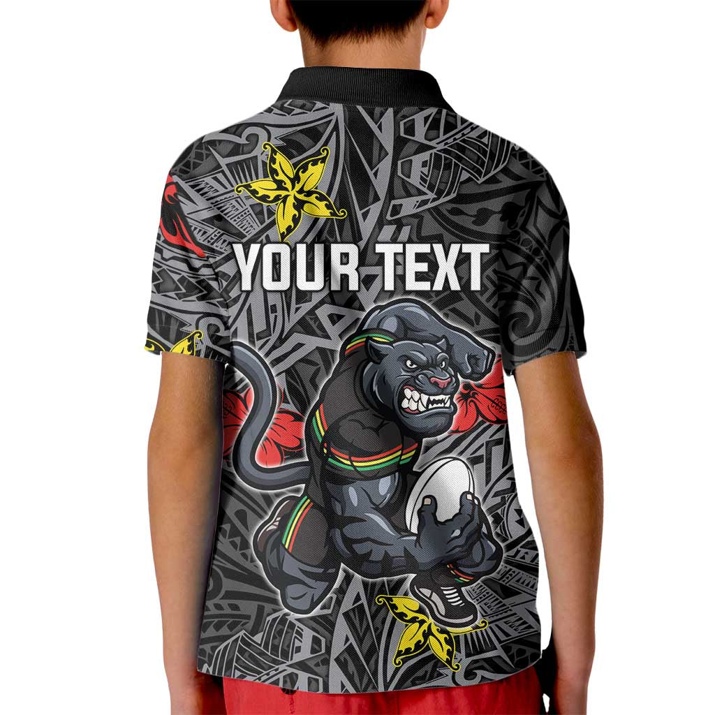 Personalised Penrith Panthers Kid Polo Shirt Polynesian Tribal Pattern With Rugby Panther Mascot Art