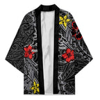 Personalised Penrith Panthers Kimono Polynesian Tribal Pattern With Rugby Panther Mascot Art