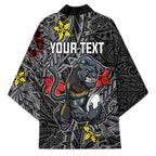 Personalised Penrith Panthers Kimono Polynesian Tribal Pattern With Rugby Panther Mascot Art