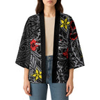 Personalised Penrith Panthers Kimono Polynesian Tribal Pattern With Rugby Panther Mascot Art