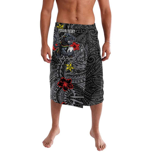 Personalised Penrith Panthers Lavalava Polynesian Tribal Pattern With Rugby Panther Mascot Art