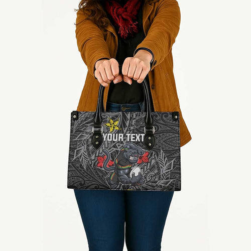 Personalised Penrith Panthers Leather Bag Polynesian Tribal Pattern With Rugby Panther Mascot Art