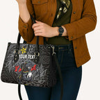 Personalised Penrith Panthers Leather Bag Polynesian Tribal Pattern With Rugby Panther Mascot Art