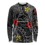 Personalised Penrith Panthers Long Sleeve Shirt Polynesian Tribal Pattern With Rugby Panther Mascot Art