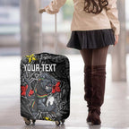 Personalised Penrith Panthers Luggage Cover Polynesian Tribal Pattern With Rugby Panther Mascot Art