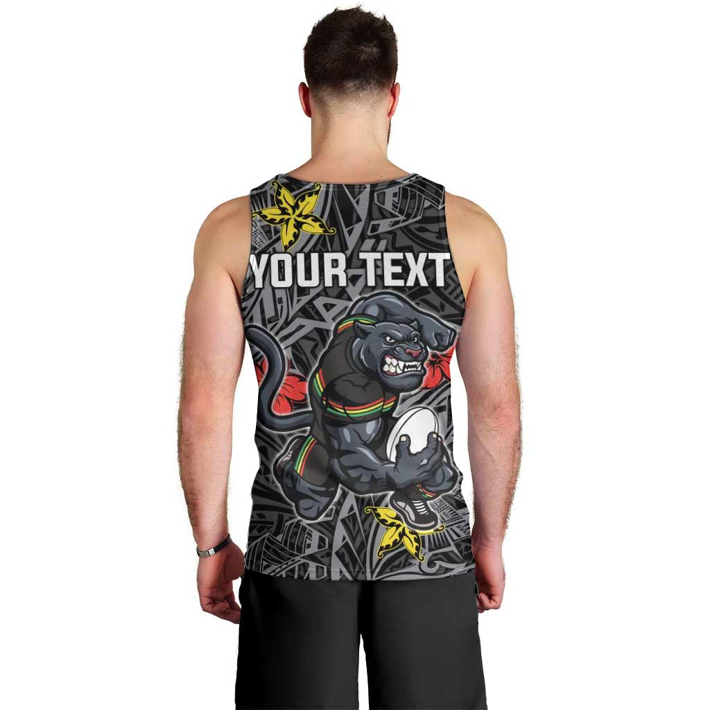 Personalised Penrith Panthers Men Tank Top Polynesian Tribal Pattern With Rugby Panther Mascot Art