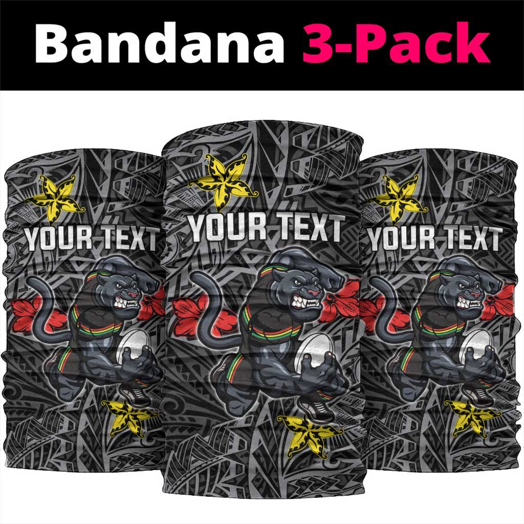 Personalised Penrith Panthers Neck Gaiter Polynesian Tribal Pattern With Rugby Panther Mascot Art