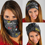 Personalised Penrith Panthers Neck Gaiter Polynesian Tribal Pattern With Rugby Panther Mascot Art