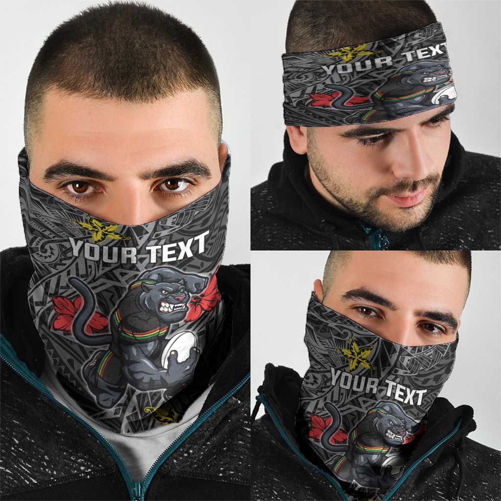 Personalised Penrith Panthers Neck Gaiter Polynesian Tribal Pattern With Rugby Panther Mascot Art