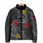 Personalised Penrith Panthers Padded Jacket Polynesian Tribal Pattern With Rugby Panther Mascot Art