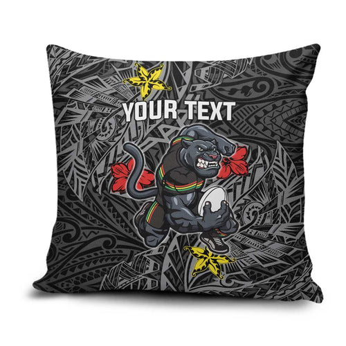 Personalised Penrith Panthers Pillow Cover Polynesian Tribal Pattern With Rugby Panther Mascot Art