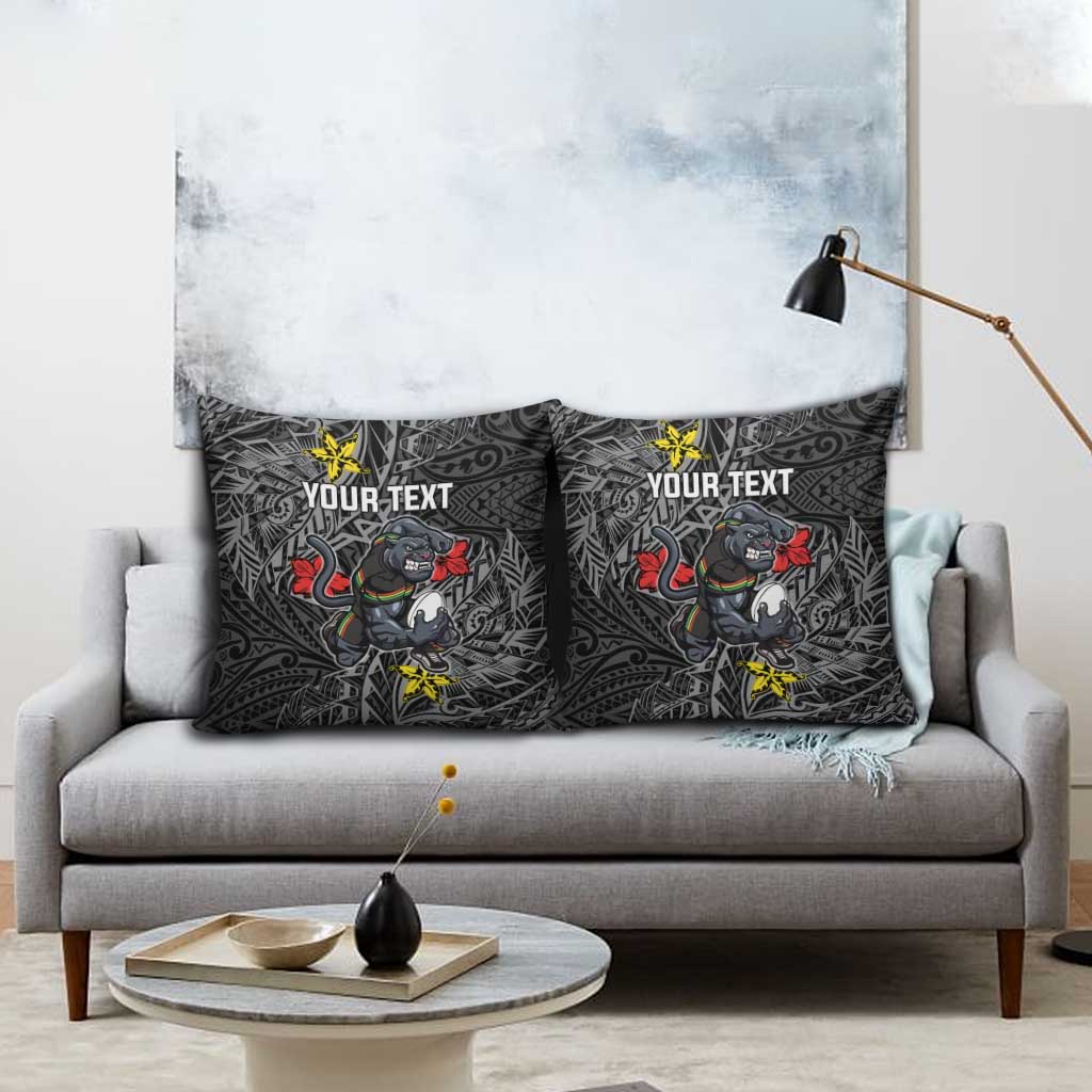 Personalised Penrith Panthers Pillow Cover Polynesian Tribal Pattern With Rugby Panther Mascot Art