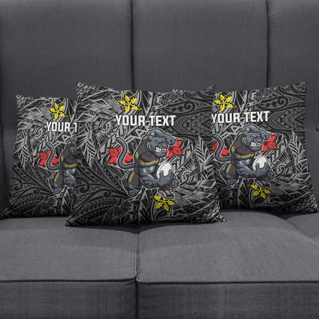 Personalised Penrith Panthers Pillow Cover Polynesian Tribal Pattern With Rugby Panther Mascot Art