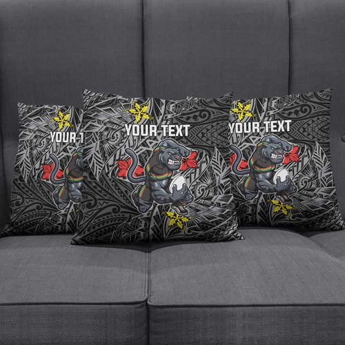 Personalised Penrith Panthers Pillow Cover Polynesian Tribal Pattern With Rugby Panther Mascot Art