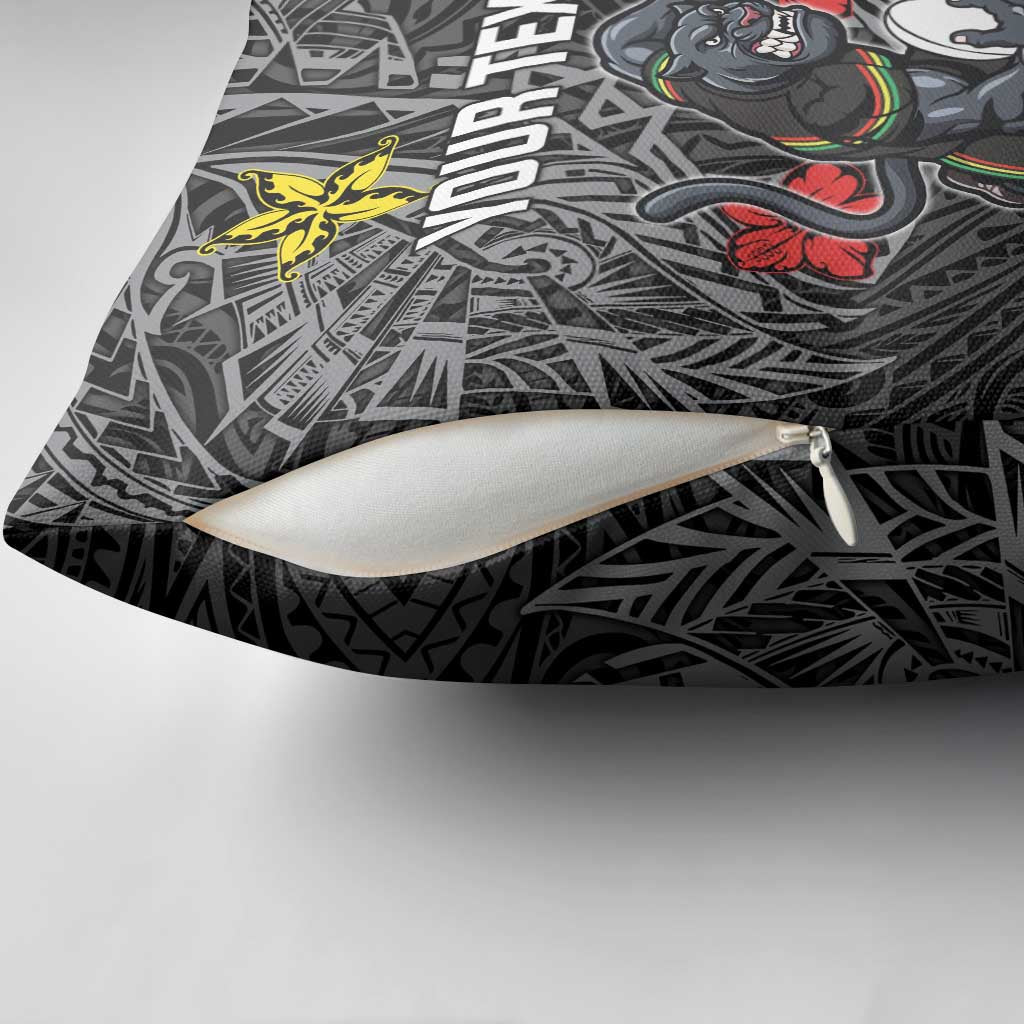 Personalised Penrith Panthers Pillow Cover Polynesian Tribal Pattern With Rugby Panther Mascot Art