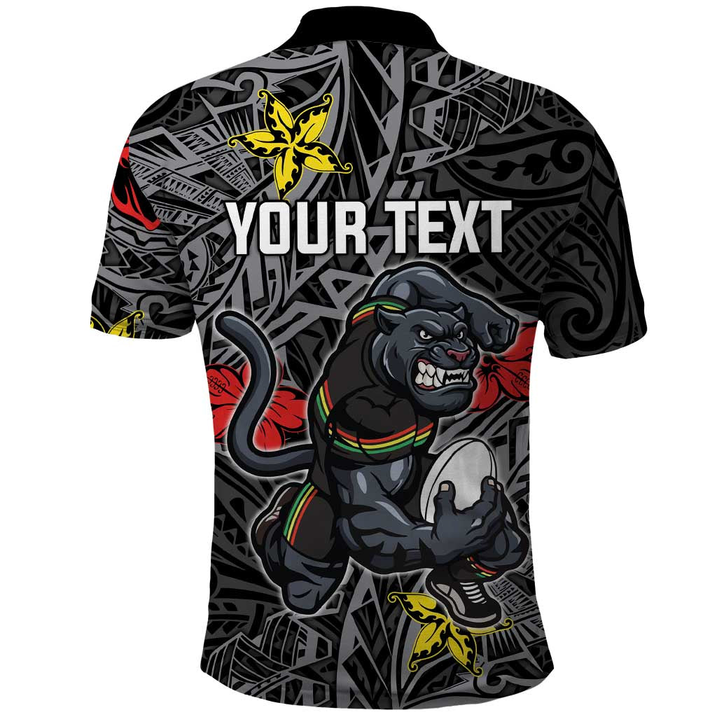 Personalised Penrith Panthers Polo Shirt Polynesian Tribal Pattern With Rugby Panther Mascot Art