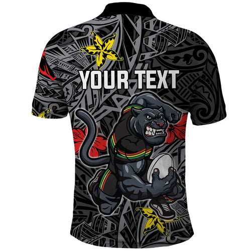 Personalised Penrith Panthers Polo Shirt Polynesian Tribal Pattern With Rugby Panther Mascot Art