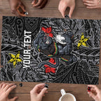 Personalised Penrith Panthers Puzzle Polynesian Tribal Pattern With Rugby Panther Mascot Art