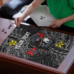 Personalised Penrith Panthers Puzzle Polynesian Tribal Pattern With Rugby Panther Mascot Art