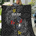 Personalised Penrith Panthers Quilt Polynesian Tribal Pattern With Rugby Panther Mascot Art