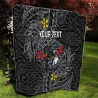 Personalised Penrith Panthers Quilt Polynesian Tribal Pattern With Rugby Panther Mascot Art