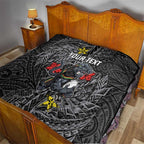Personalised Penrith Panthers Quilt Polynesian Tribal Pattern With Rugby Panther Mascot Art