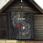 Personalised Penrith Panthers Quilt Polynesian Tribal Pattern With Rugby Panther Mascot Art