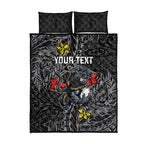 Personalised Penrith Panthers Quilt Bed Set Polynesian Tribal Pattern With Rugby Panther Mascot Art