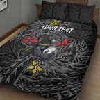 Personalised Penrith Panthers Quilt Bed Set Polynesian Tribal Pattern With Rugby Panther Mascot Art