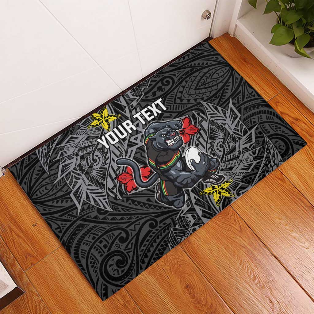 Personalised Penrith Panthers Rubber Doormat Polynesian Tribal Pattern With Rugby Panther Mascot Art