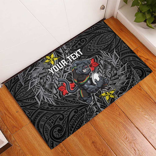 Personalised Penrith Panthers Rubber Doormat Polynesian Tribal Pattern With Rugby Panther Mascot Art