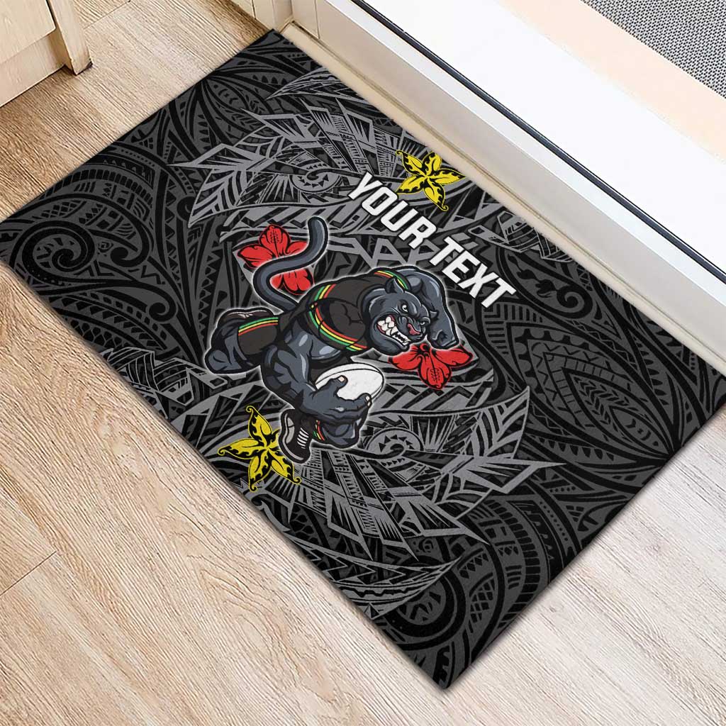 Personalised Penrith Panthers Rubber Doormat Polynesian Tribal Pattern With Rugby Panther Mascot Art