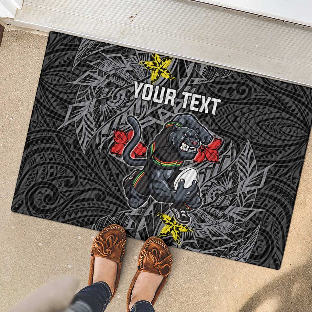 Personalised Penrith Panthers Rubber Doormat Polynesian Tribal Pattern With Rugby Panther Mascot Art