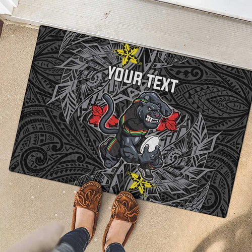 Personalised Penrith Panthers Rubber Doormat Polynesian Tribal Pattern With Rugby Panther Mascot Art