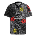 Personalised Penrith Panthers Rugby Jersey Polynesian Tribal Pattern With Rugby Panther Mascot Art