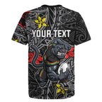 Personalised Penrith Panthers Rugby Jersey Polynesian Tribal Pattern With Rugby Panther Mascot Art