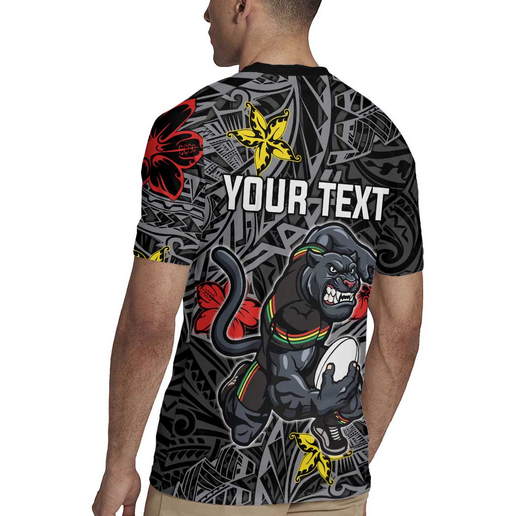 Personalised Penrith Panthers Rugby Jersey Polynesian Tribal Pattern With Rugby Panther Mascot Art