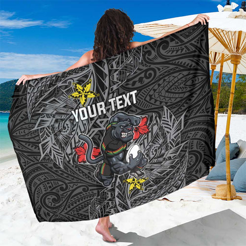 Personalised Penrith Panthers Sarong Polynesian Tribal Pattern With Rugby Panther Mascot Art