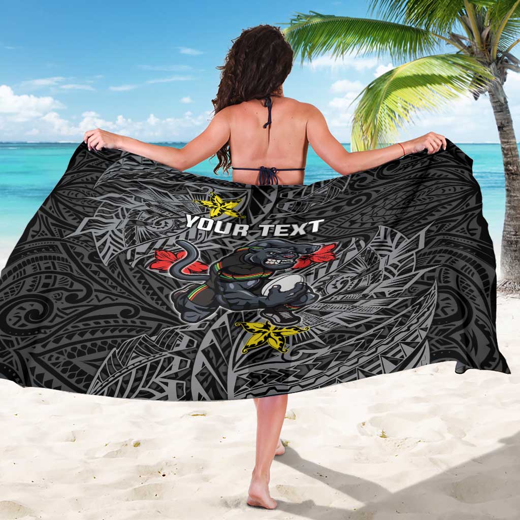Personalised Penrith Panthers Sarong Polynesian Tribal Pattern With Rugby Panther Mascot Art