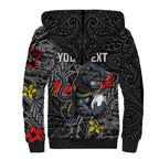 Personalised Penrith Panthers Sherpa Hoodie Polynesian Tribal Pattern With Rugby Panther Mascot Art
