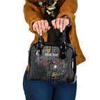 Personalised Penrith Panthers Shoulder Handbag Polynesian Tribal Pattern With Rugby Panther Mascot Art