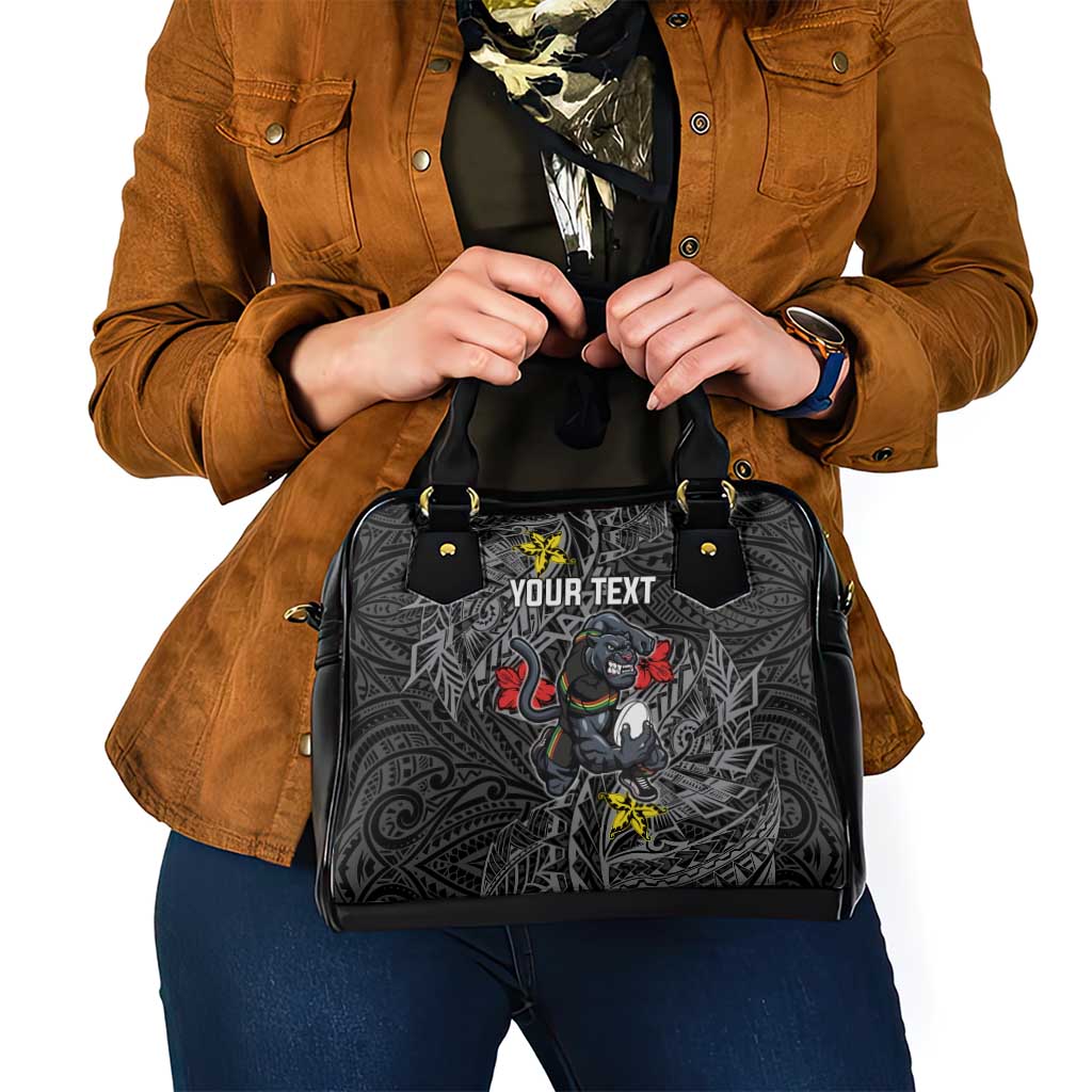Personalised Penrith Panthers Shoulder Handbag Polynesian Tribal Pattern With Rugby Panther Mascot Art