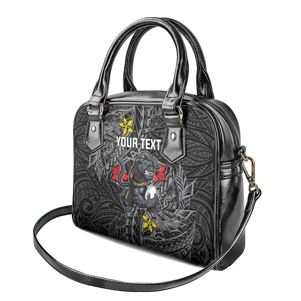Personalised Penrith Panthers Shoulder Handbag Polynesian Tribal Pattern With Rugby Panther Mascot Art