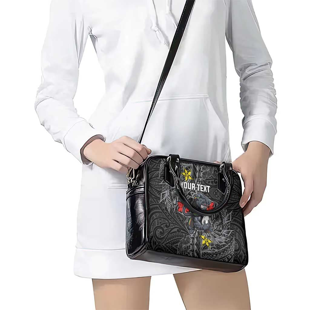 Personalised Penrith Panthers Shoulder Handbag Polynesian Tribal Pattern With Rugby Panther Mascot Art