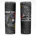 Personalised Penrith Panthers Skinny Tumbler Polynesian Tribal Pattern With Rugby Panther Mascot Art