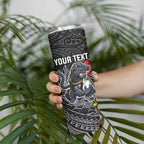 Personalised Penrith Panthers Skinny Tumbler Polynesian Tribal Pattern With Rugby Panther Mascot Art